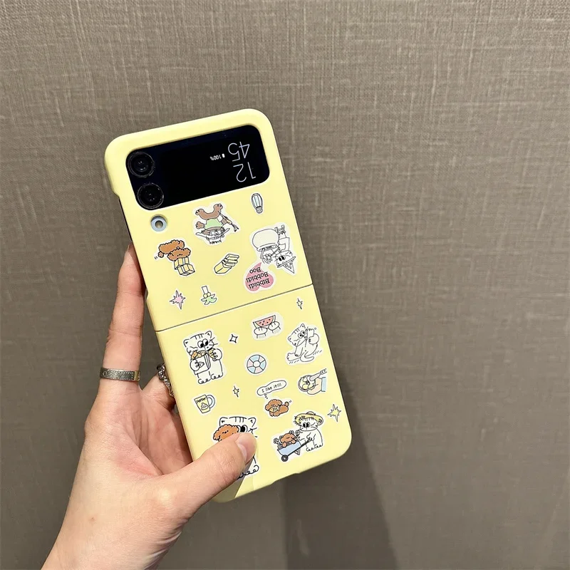 삼성 갤럭시 Z 플립 4 5 6 Z 플립 5 Z플립 5 케이스, 귀여운 강아지 고양이 팔찌, 충격 방지 후면 커버