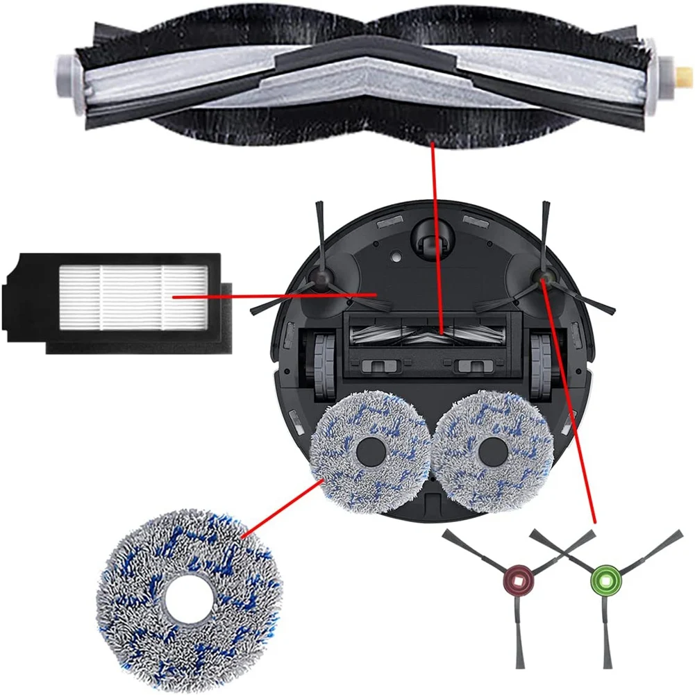 Robô Aspirador Peças De Reposição, Substituição para Ecovacs X1 Plus, Escova Lateral Principal, Filtro Hepa, Mop Pano, Saco De Pó