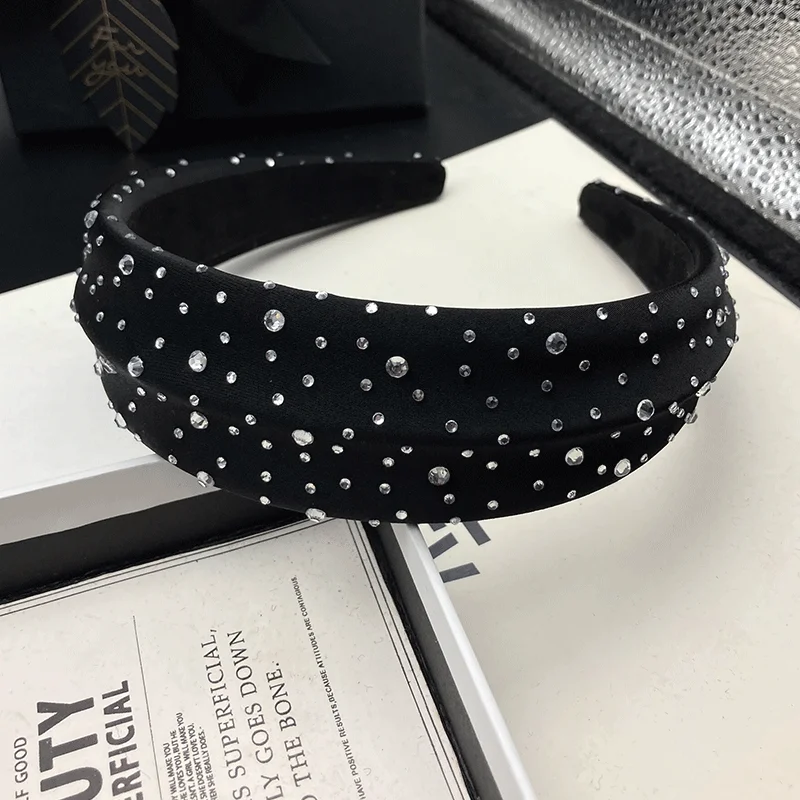 Edles Haarband mit hohem Schädelkamm, diamantbesetztes Haarband, vielseitiges schwarzes Haarband für Damen, Kopfschmuck – Detail 2