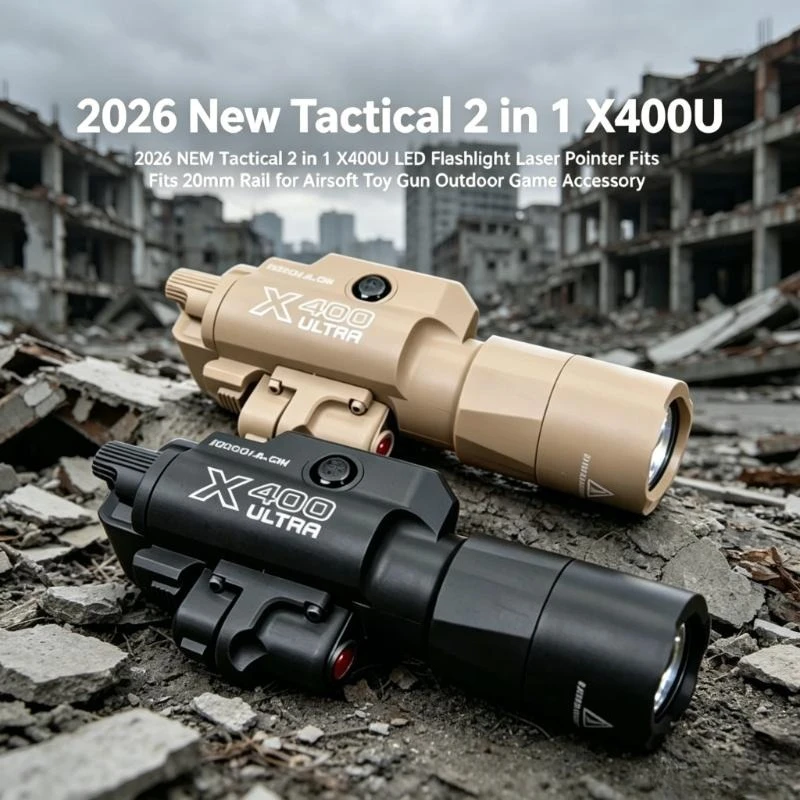 2 in 1 X800M LED Flashlight Laser Sight for 20mm Picatinny Rail Outdoor Tactical Toy Blaster