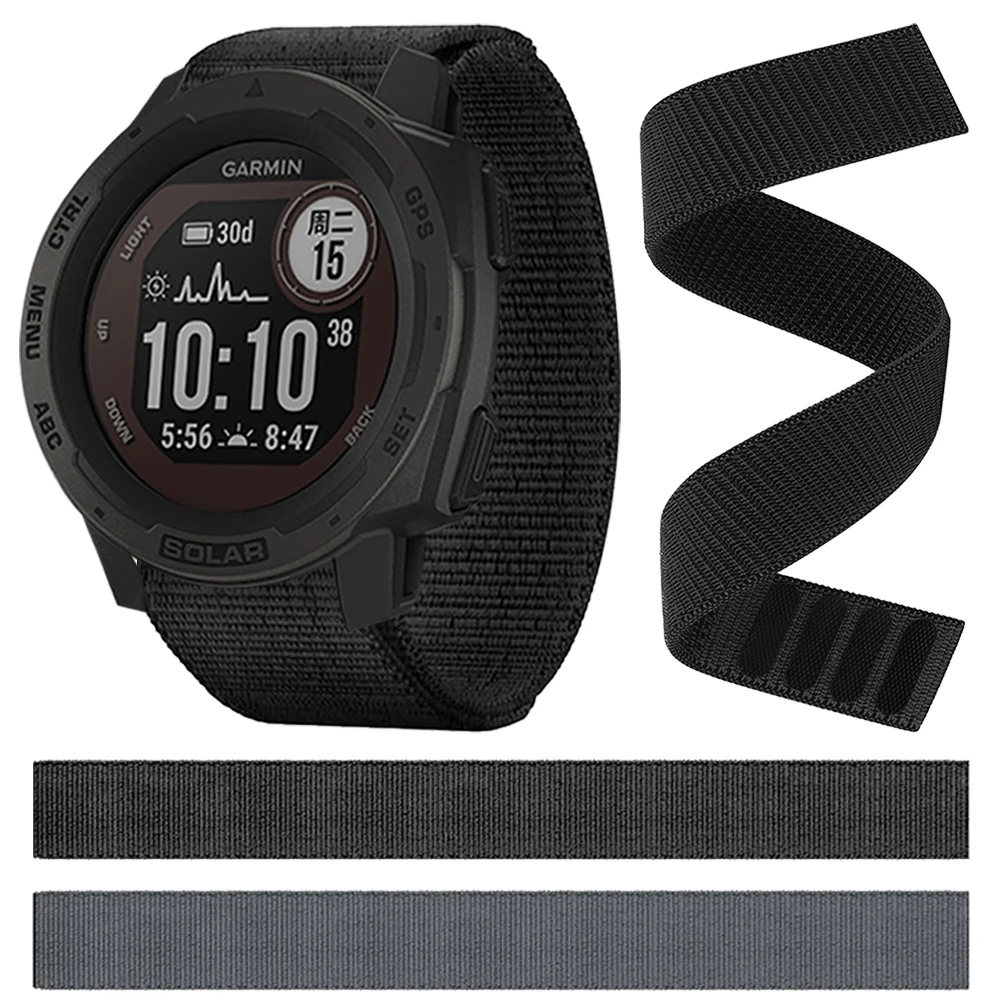 Hook Loop Nylon 26/22mm Strap For Garmin Quatix 7X 6 5 Solar Band instinct 2 MARQ/Epix/Enduro Bracelet Wristband Accessorie Belt