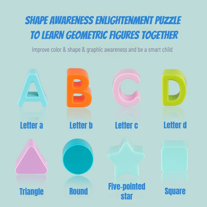 Montessori Shape Sorter Giocattoli per bambini, ABC e pezzi di forma, Giochi di smistamento di forme, Giocattoli per lo sviluppo per bambini 18M+, regalo