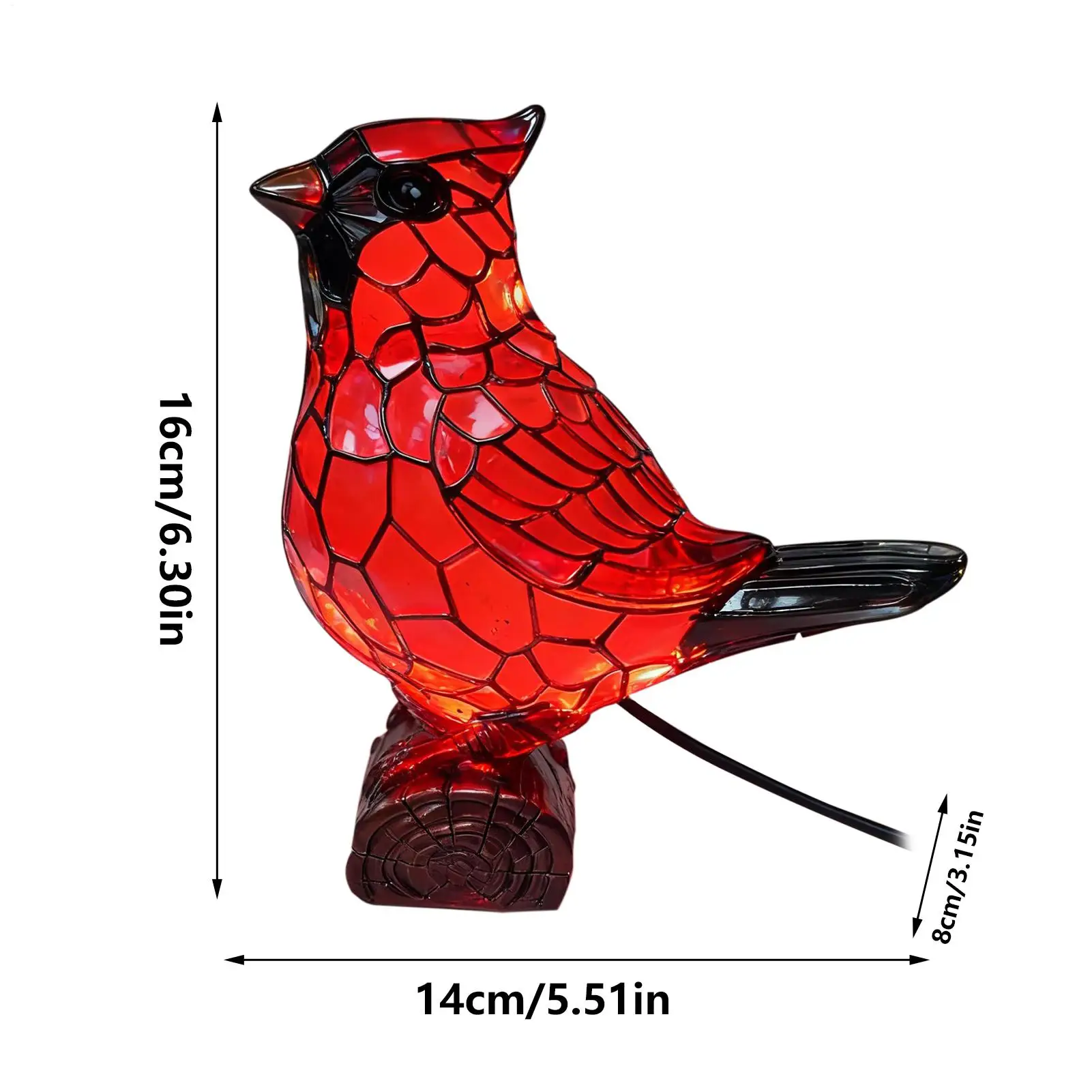 Bird Lamp Resin Red Bird Desk Accessories Bedside Lamp For Living Room Bathroom Nursery Reading Corner Dorm Hotel Apartment