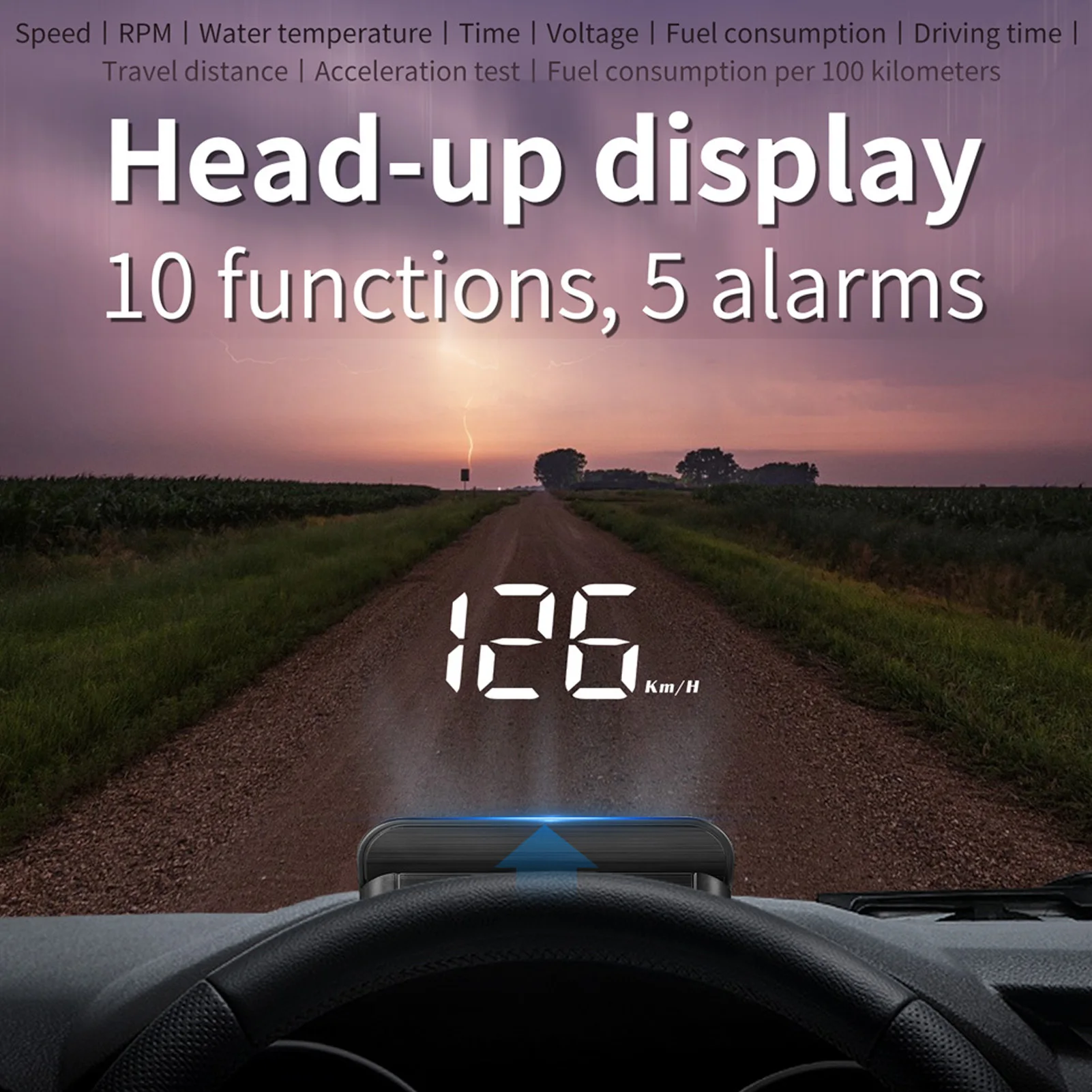 HUD Display Meter HUD Display  OBDII Overspeed Alarm  Projector Head Up Meter Water Temperature Gauge for Car