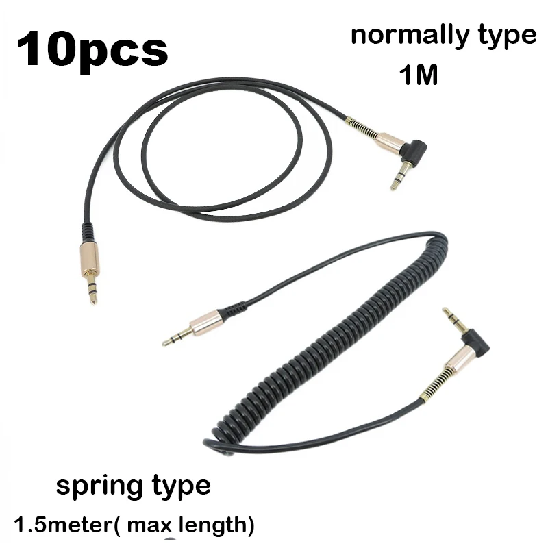 3pole stereo 3.5mm Jack AUX Audio Male to male spring extend Cable 90 Degree Right Angle Speaker for PC Headphone gold plated