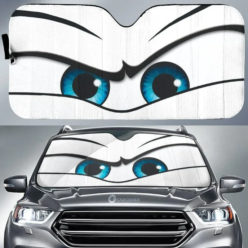 Sun Visor Car Front Windshield White Angry Eyes Sunshade Custom Accessories Gifts  Sun Shade Covers Front Windshield