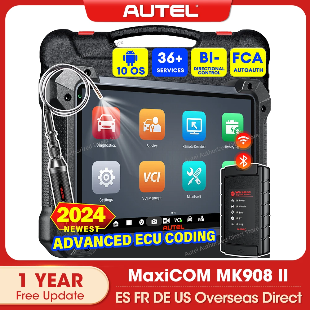 Autel MaxiCOM MK908 II Car Diagnostic Tools OBD2 Automotive Scanner Diagnostics for McLaren, ECU Coding VAG Guided, AutoScan 2.0