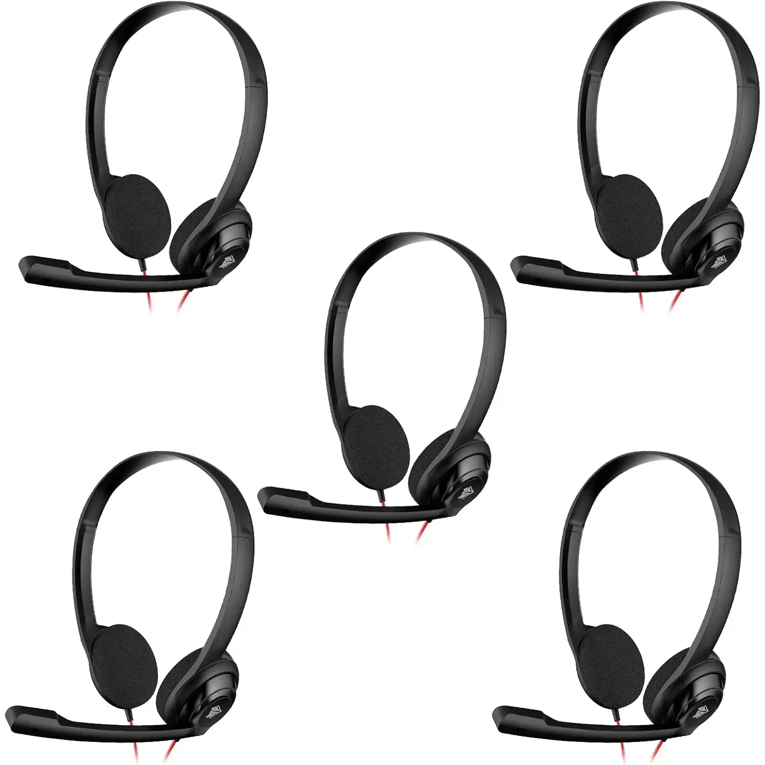 1/5 Stück NUBWO HW02 Computer-Headset mit klarem Chat-Mikrofon, leichtes On-Ear-Kabel-Headset für MS Teams, Skype, Webinare, Callcenter