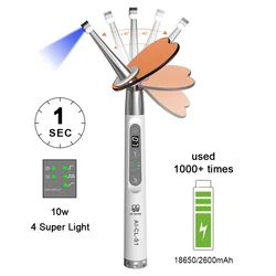 Dental Cordless 1 sekundowa lampa utwardzająca 360 głowica obrotowa długość fali 420 nm-515 nm 2500mW/c㎡ lampa polimeryzacyjna Led AI-CL-S1