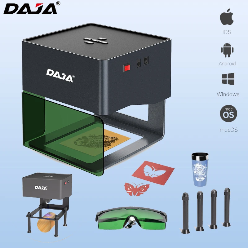 DAJA-grabador láser DJ6 3W CNC, máquina de grabado, corte láser, Mini logotipo, Etiqueta de perro pintada, cortador de impresora, Metal pintado,