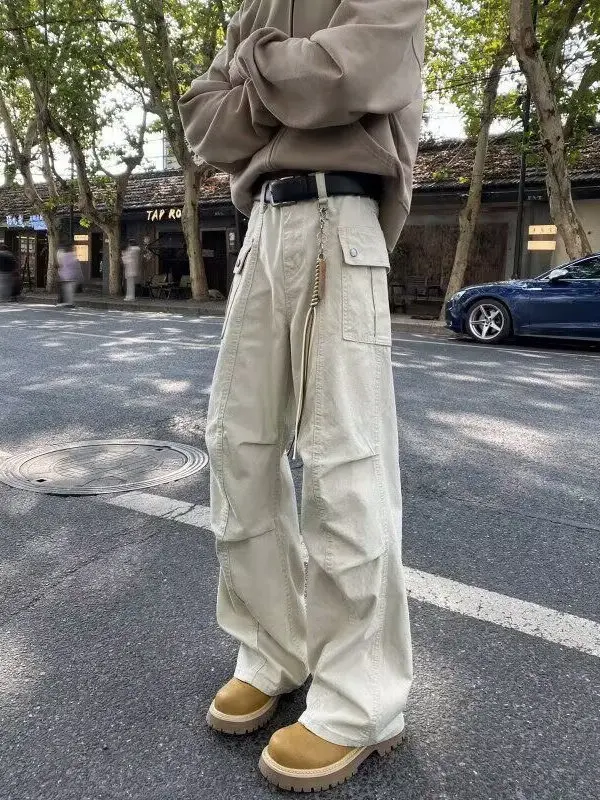 

Мужские повседневные свободные джинсы Cleanfit, весна-осень, в американском стиле, широкие брюки-карго, рабочая одежда, модный бренд