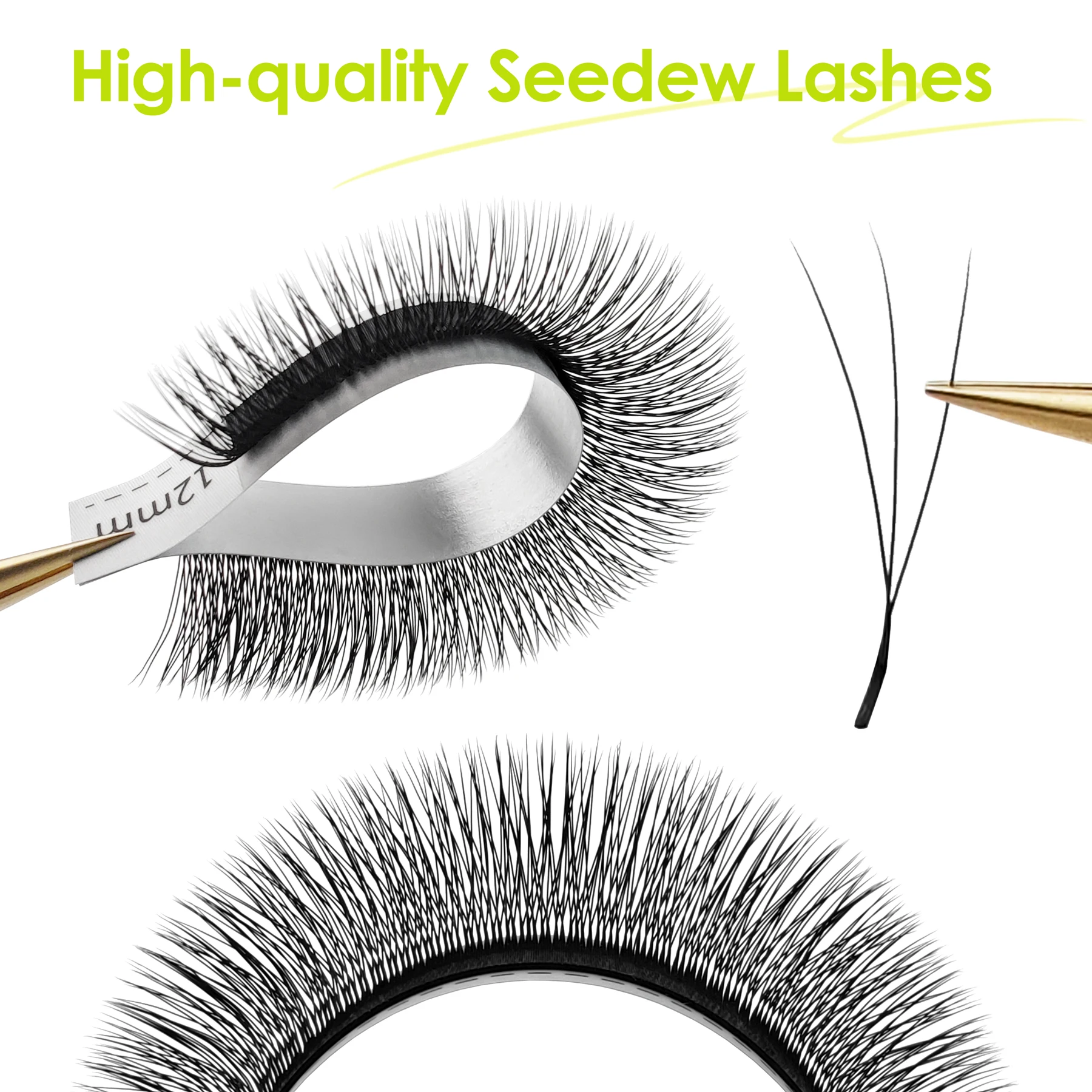 SEEDEW Smaller Spacing 3D W Shape Eyelash Extension Natural Soft False Eyelashes Premade Volume 3D Lashes