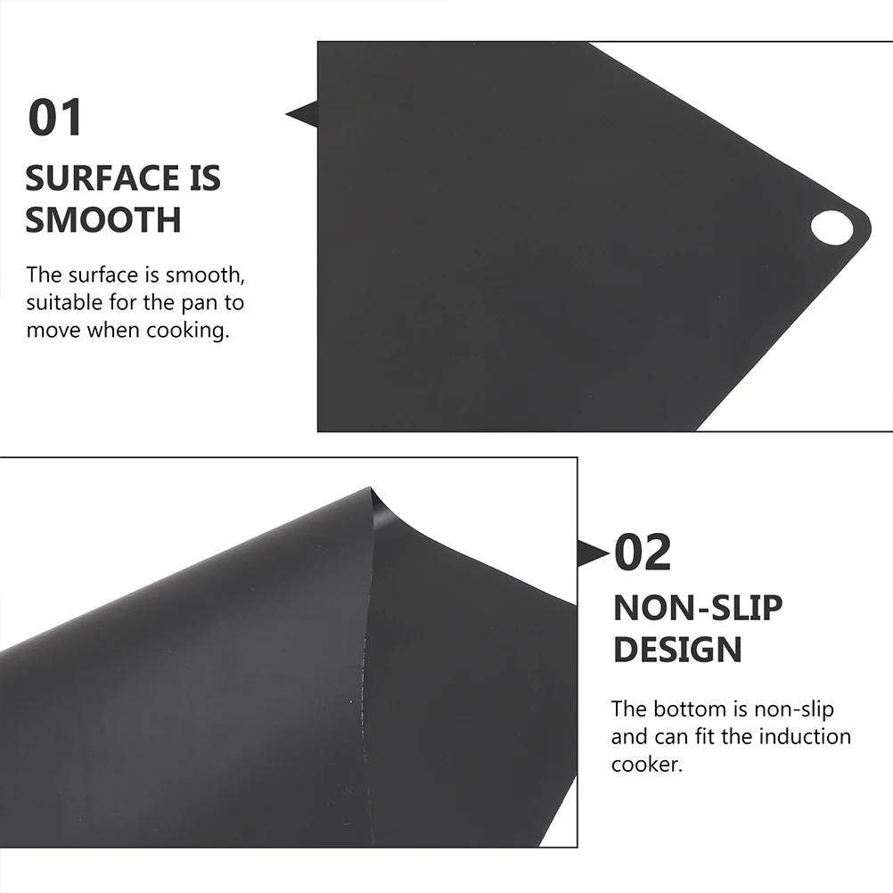 

Silicone Heat Resistant Induction Cooktop Mats Black Kitchen Liner Portable Grill Protective Pads Easy Clean Reusable