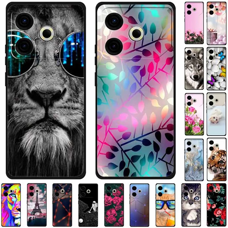 For Tecno Pova 6 Neo Case Silicone Soft Lovely Cat Printed Back Cover For Tecno Phantom X2 Pro Cases Marble Protection Shell