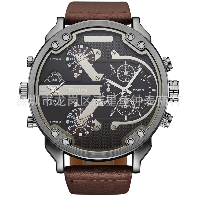 Reloj de hombre de marca oficial, cronógrafo de tendencia informal, envío gratuito, tiempo de viaje en dos lugares/cinturón, hp3548