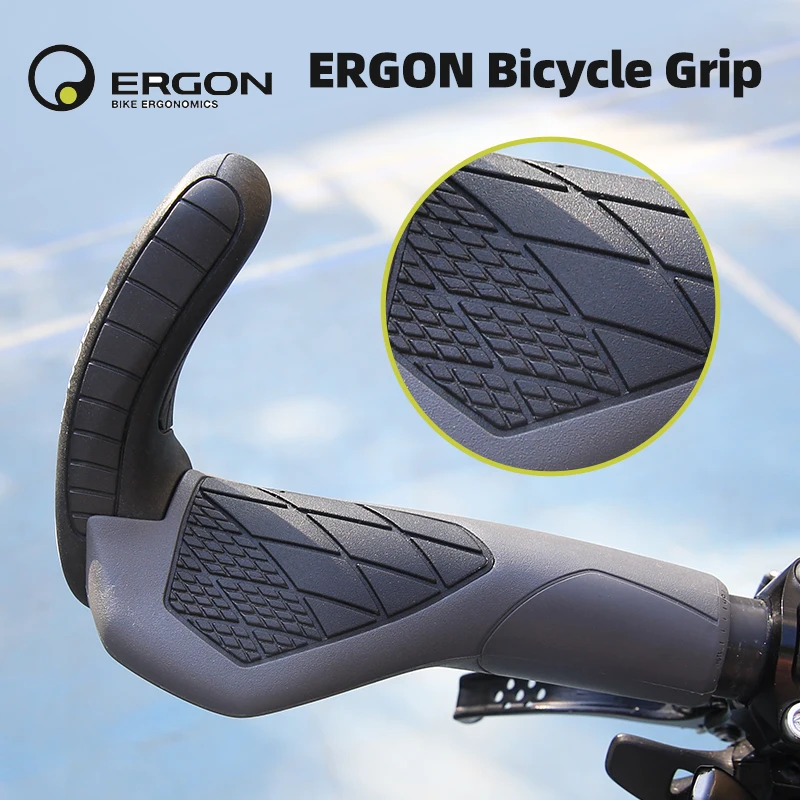 ERGON GS3 Bicycle Handlebar Grip Anti-slip Rubber Grips MTB Cycling Handle Grips Bike Bar End Adjustable Mount Hand Covers 5Nm