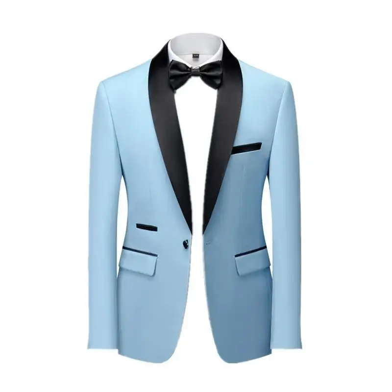 KIDWHXR Man Suit Coat New Contrast Color Long Sleeve Male Blazer Single-breasted Slim Breathable Wedding Party Men Outerwear