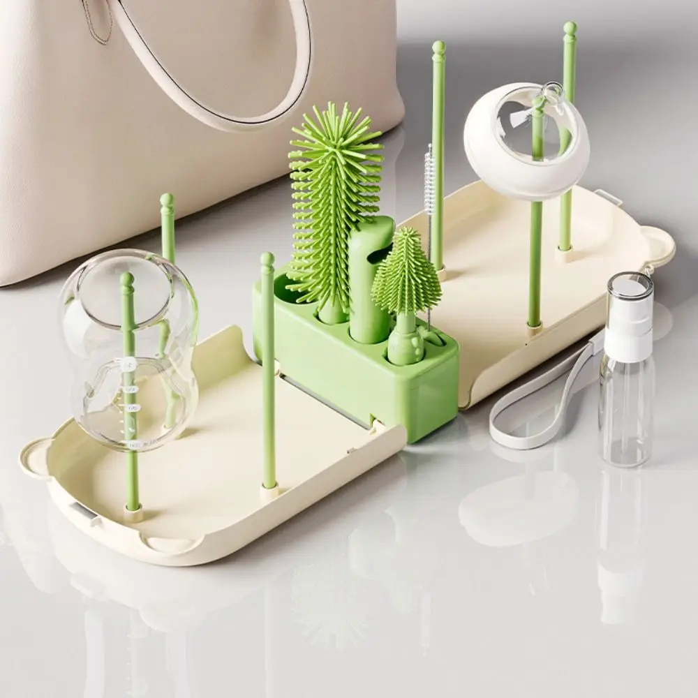 

Convenient Baby Bottle Brush Set with Stand 360 Degree Rotation Newborn Bottle Cleaner Long Handle Water Bottle Cleaner