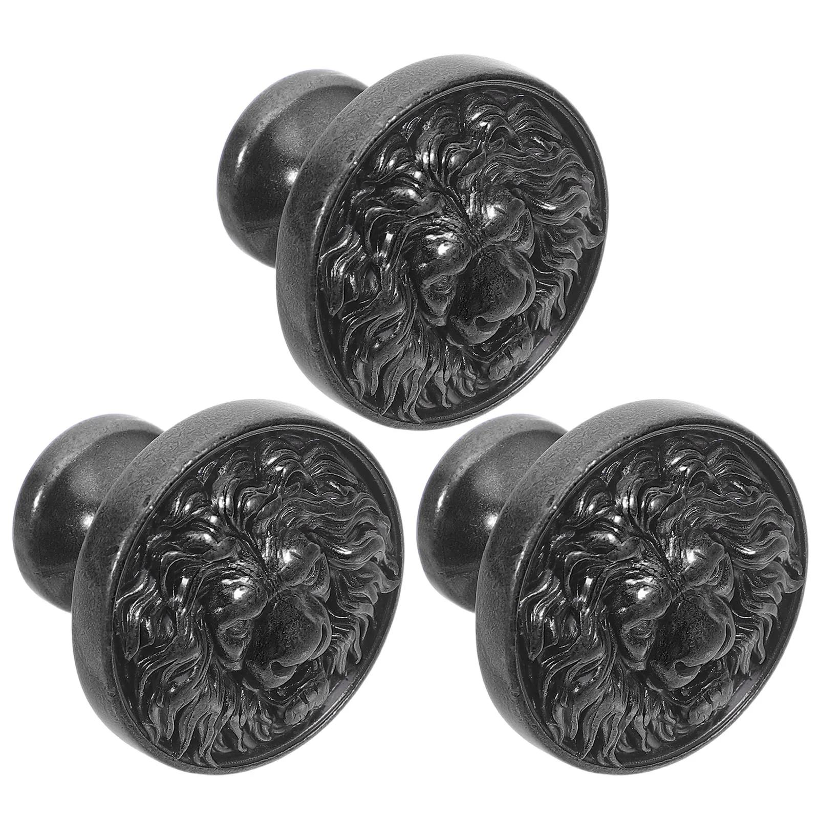 

3pcs Lion Head Knobs Vintage Zinc Alloy Cabinet Drawer Pull Handles Furniture Decoration
