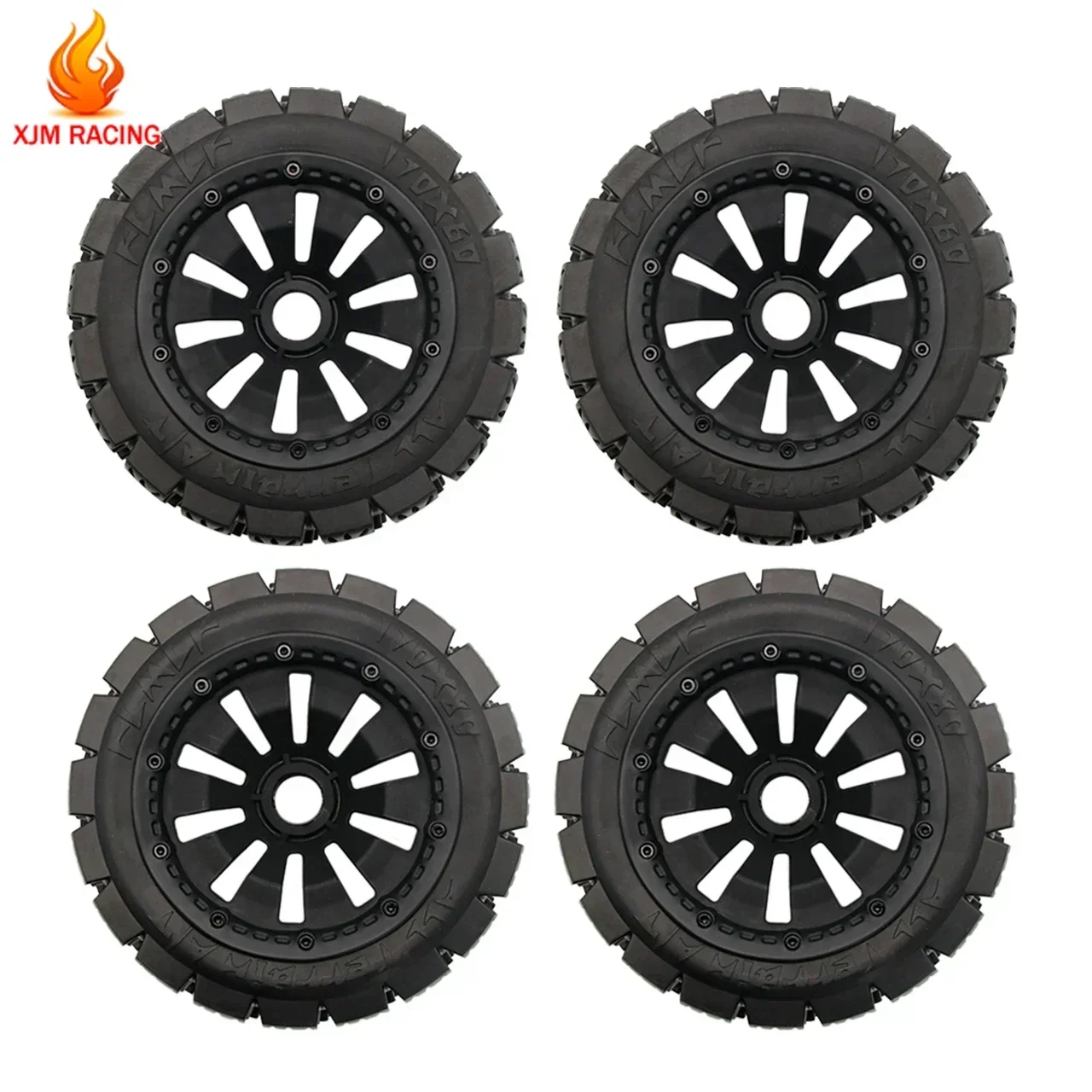 All Terrain or Desert or Knobby Front or Rear Wheel Tire Assembly Kit for 1/5 HPI ROFUN BAHA KM ROVAN BAJA 5B SS Rc Car Parts