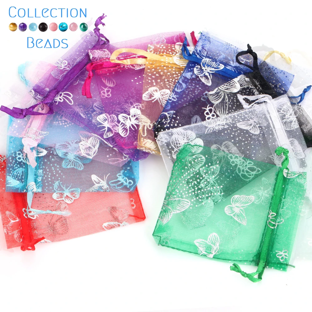 50pcs Organza Bags Colorful Drawstring Jewelry Packaging Bags Fit Candy Wedding Party Bags Wholesale Gifts Pouches Wholesales