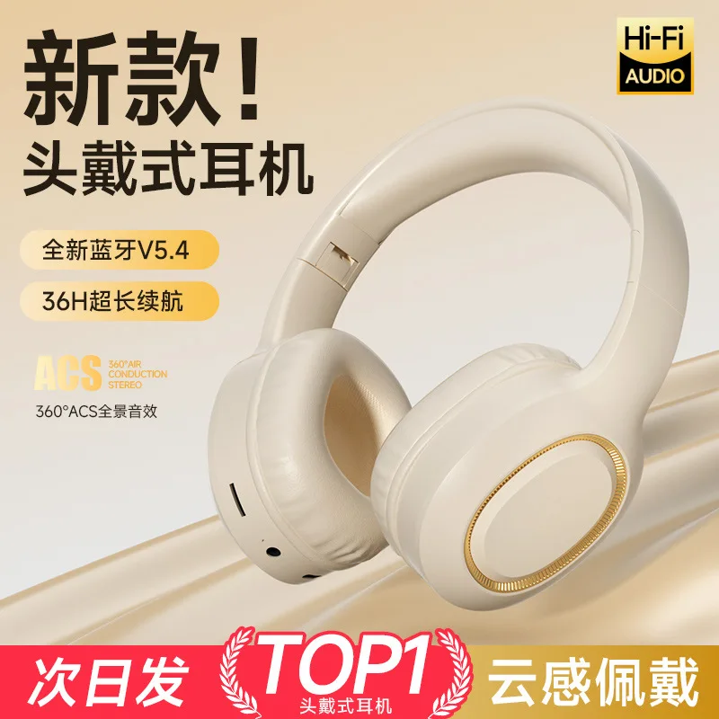 

2024 e-commerce new head-mounted wireless bluetooth headset music sports game long battery life plug-in card headset
