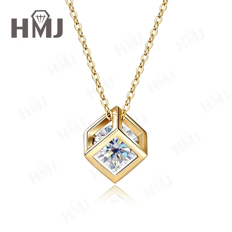 Einzigartiger Diamantförmiger 0,5ct/1ct Moissanit-Anhänger Halskette 925 Sterling Silber D-Farbe Party Statement Feiner Schmuck Geschenk für Sie – Detail 6
