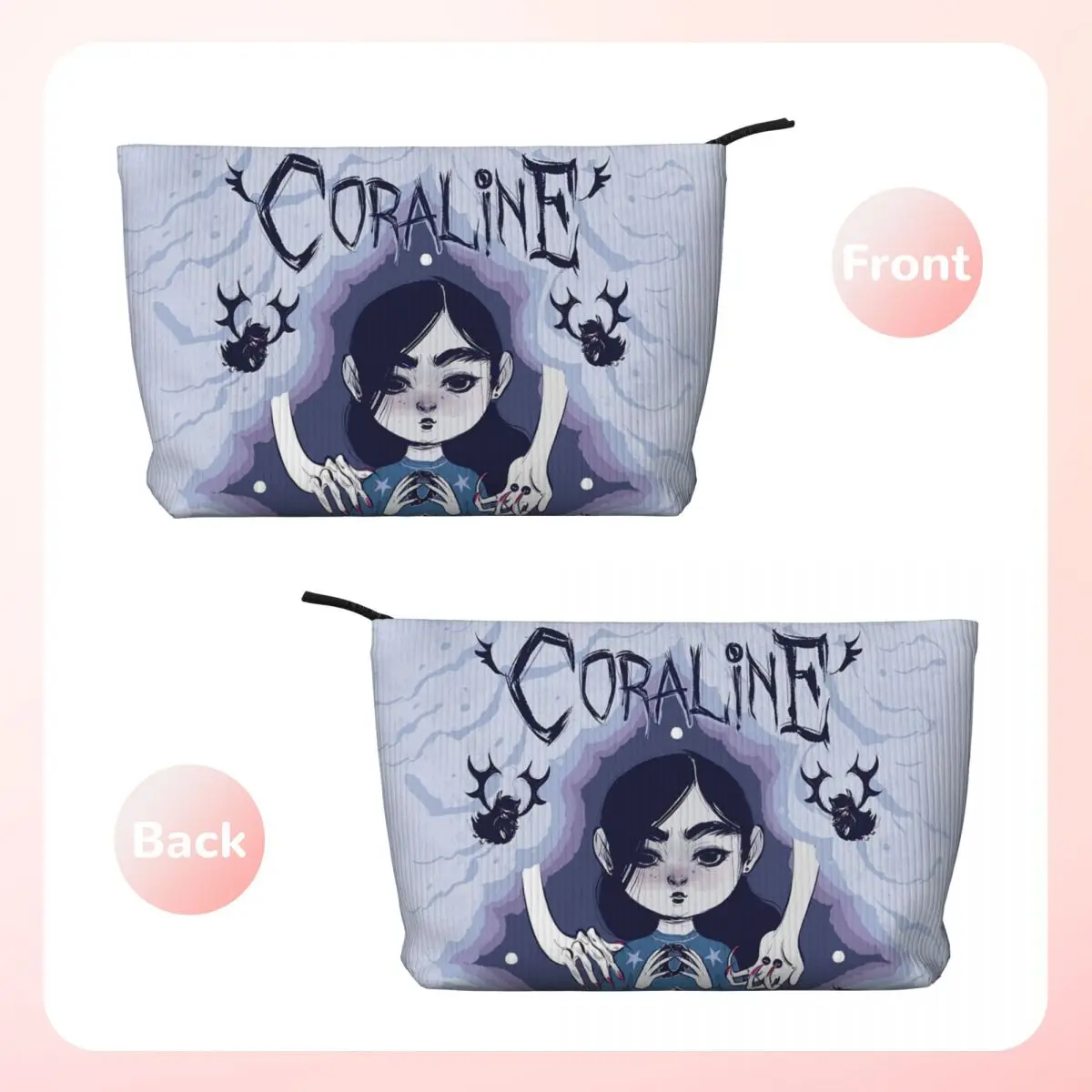 Custom Halloween Horror Film Coraline Collage borsa da toilette da viaggio donna velluto a coste Cosmetic Makeup Organizer Storage Dopp Kit