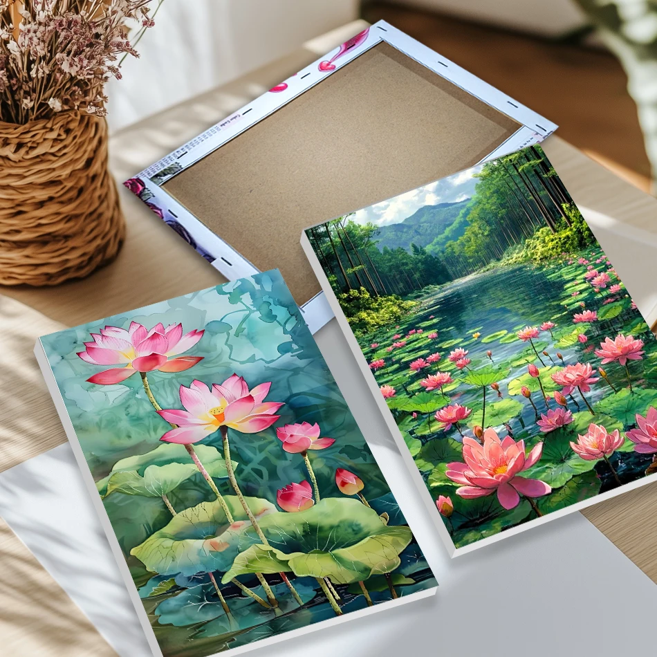 

CHENISTORY Diamond Painting Lotus Pond 5D DIY Full Square Round Diamond Embroidery Cross Stitch Kit Handicrafts Gift