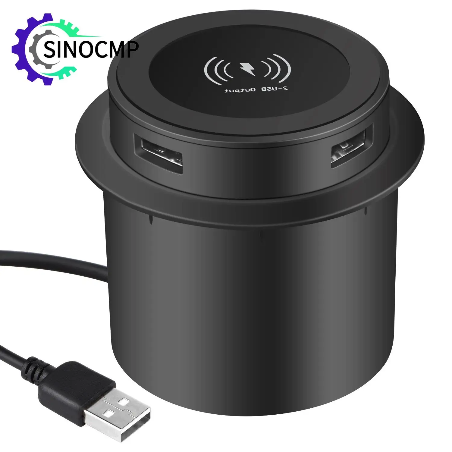 

Universal QI Fast Wireless Charger Pop-up Desktop Embedded Fast Wireless Charger W/ USB Port 30W for Iphone Xiaomi Smartphone