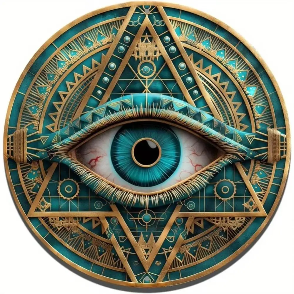 CIFBUY All-Seeing Eye Wall Plaque, Esoteric Metal Decor for Studio & Living Room, 20x20 cm