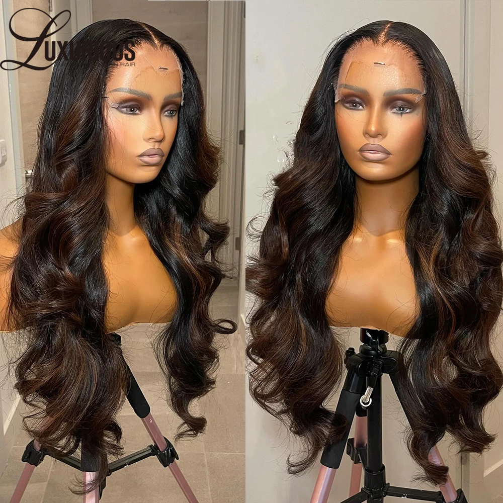 Wear &Go Glueless 13x4 Lace Front Human Hair Wigs For Black Women Ombre Colored Human Hair Wig Pre-Cut Lace Wig Bleached Knots