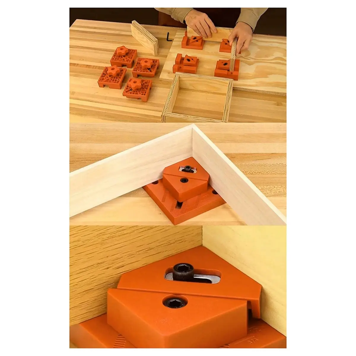 Woodworking Right Angle Clamps - 90 Degrees Spring Loaded Fixing Clip for Splicing Boards