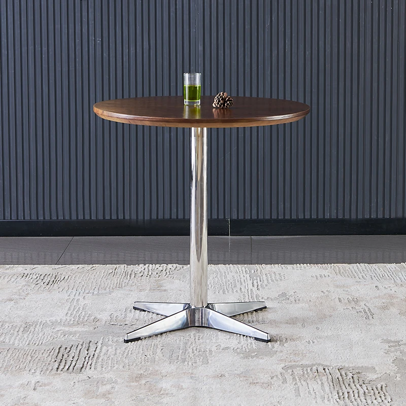 Cast Aluminum Steel Coffee Table Diner Round Dining Stainless Modern Steel Table Chair Restaurant Mueble Nordic Furniture