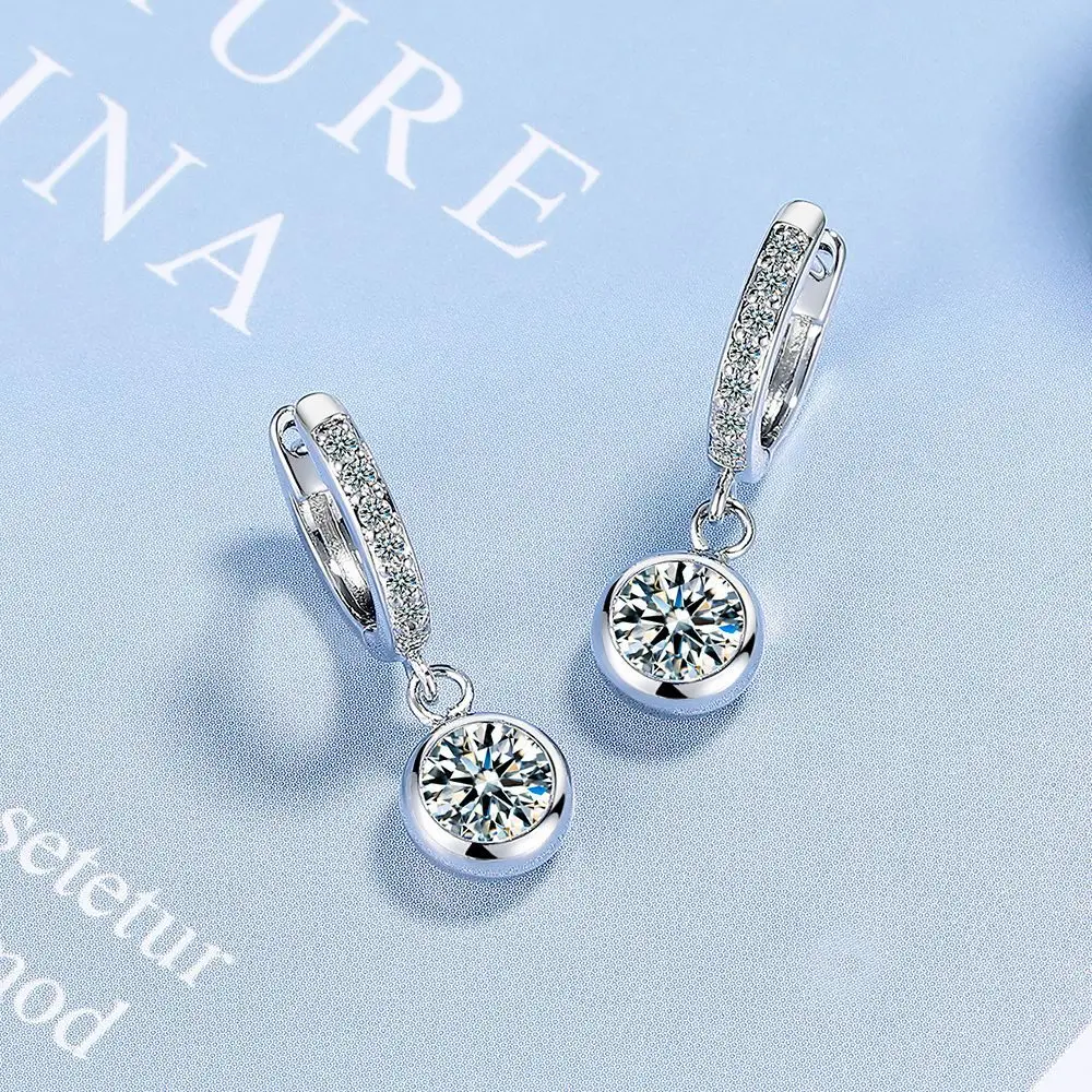 Neue Ohrringe aus 925er-Sterlingsilber, Moissanit, schlicht, für Frauen, exquisite Freundin, Hochzeit, Verlobung, Schmuck, modische Geschenke
