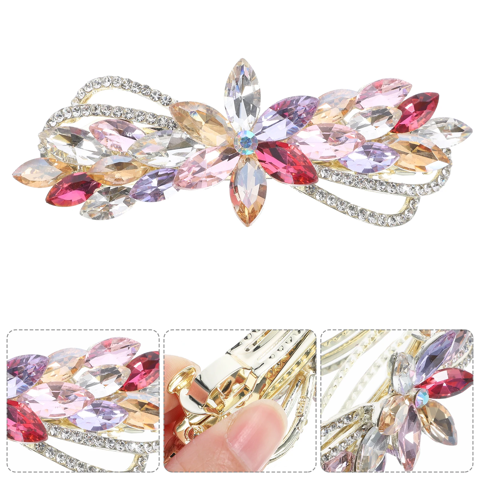 

Rhinestone Hair Clips Spring Hairpin Vintage Accessories for Women Girls Large Size Water Diamond Pins Thick Hair