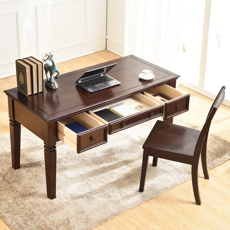 

American all-solid wood desk, study furniture, computer, , home writing , writing table, simple study table
