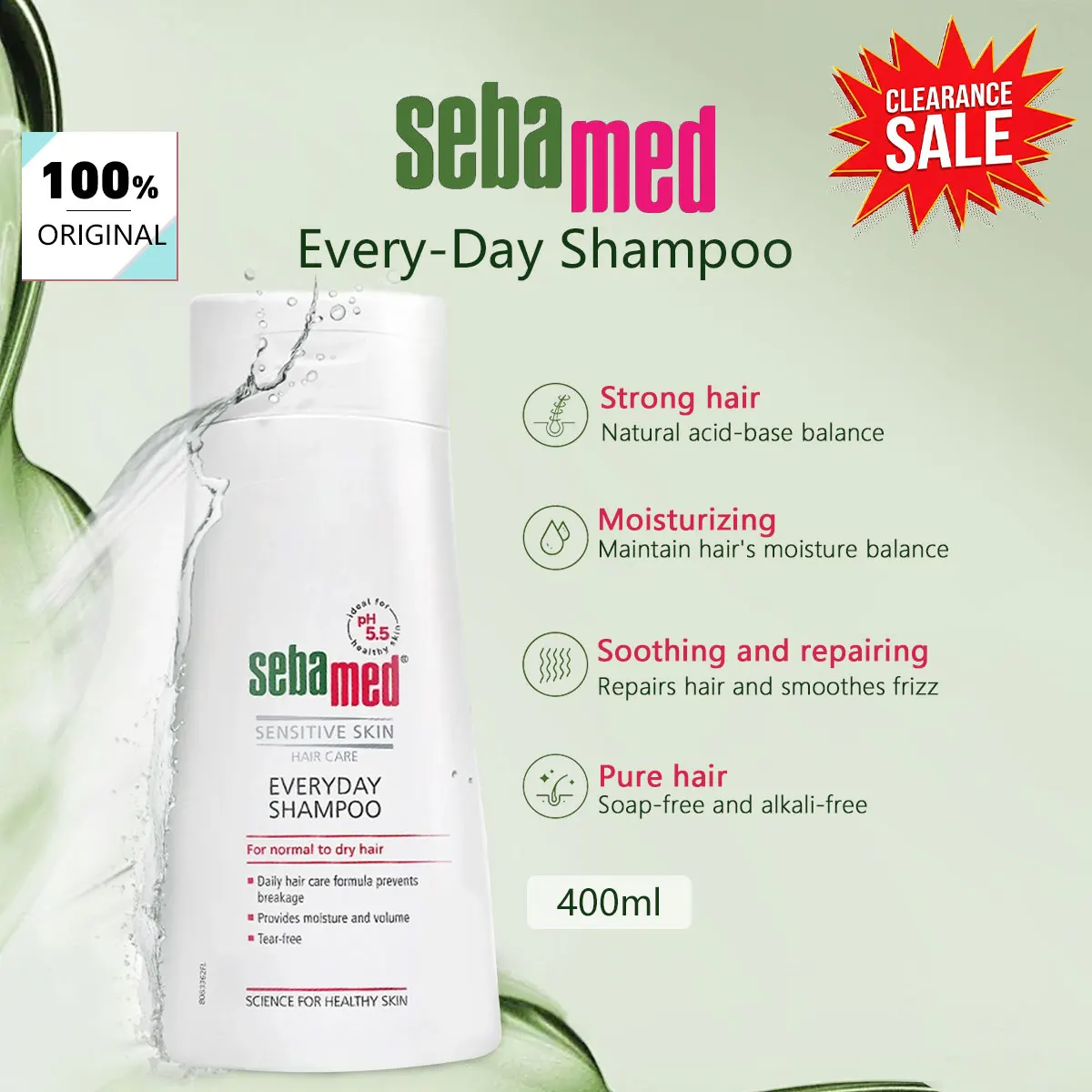 

[ClearanceSale] Sebamed Every-Day Shampoo 400ml,Moisturizing Formula & Hair Strengthening,Soothes Scalp & Repairs Damaged Hair