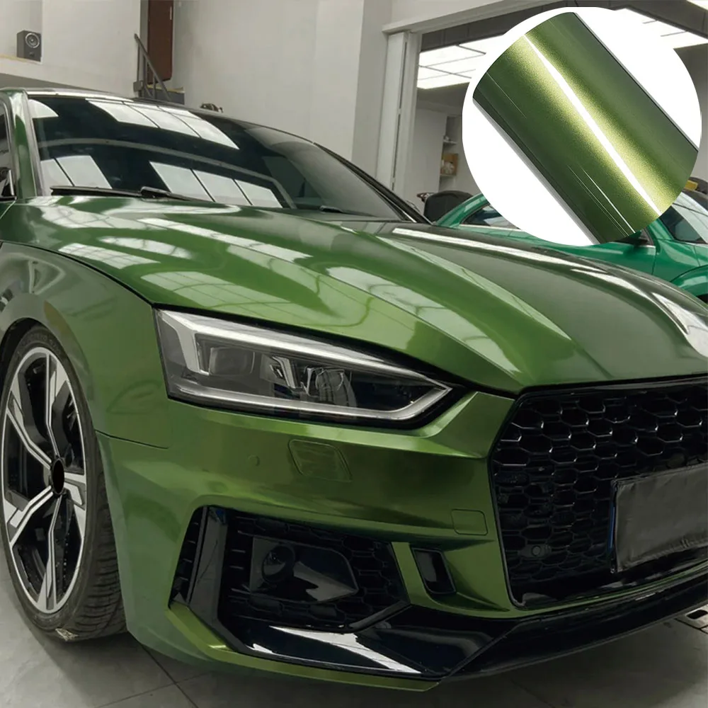 Metal Paint Mamba Green PVC Car Vinyl Wrap Film with PET Release Liner Air‑Channel Bubble Free Self‑Adhesive Color Change Decal