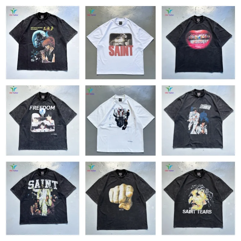 

Multicolour SAINT vintage T-shirt 24ss high quality tops ERD Tee Summer Mens Womens Oversized T-shirts