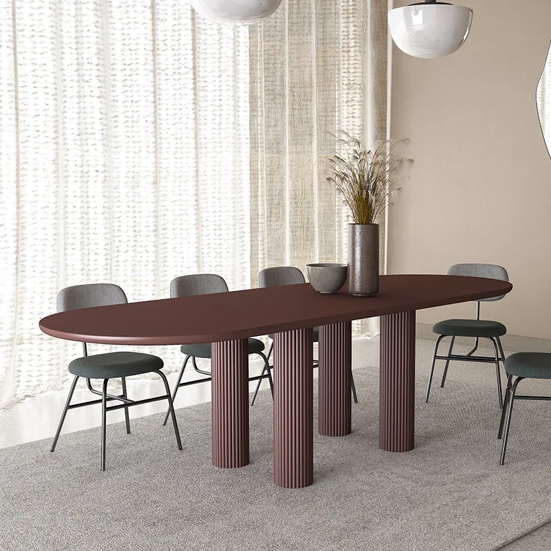 Nordic pure solid wood oval table personalized design household dining table light luxury conference