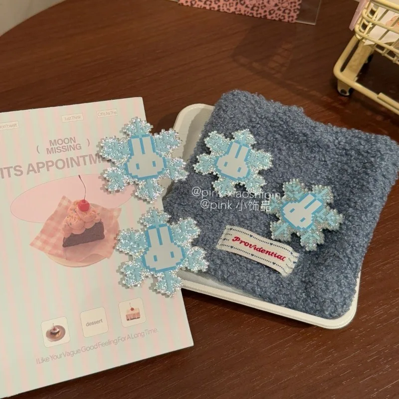 Pince à cheveux série flocon de neige lapin Miffy Kawaii, accessoires pour cheveux en forme de cœur pour fille, dessin animé, cadeau de noël pour Festival pour enfants
