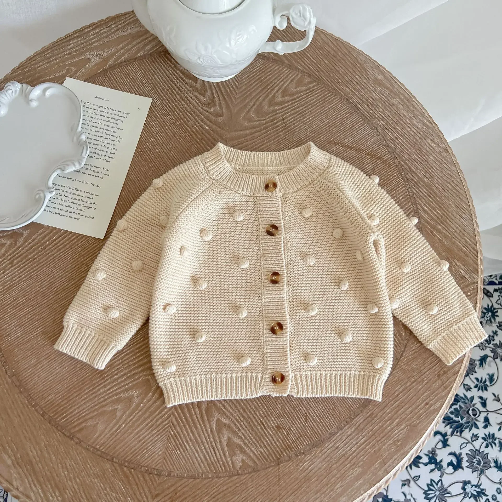 Knitted Baby Clothes 2023 Autumn Pompom Baby Boys Girls Sweater Coat Cotton Toddler Cardigans Knitwear Girls Sweater Jacket