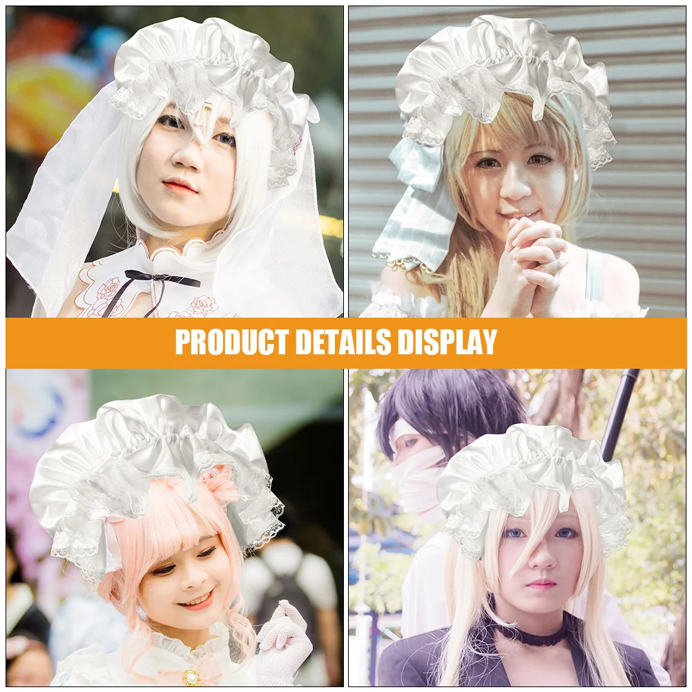 Gorros de sirvienta de encaje blanco para disfraz de Cosplay, accesorio de juego de rol para fiesta, sombrero de vestir para mujer, tocado de Lolita, ropa para eventos elegantes, 2 uds.