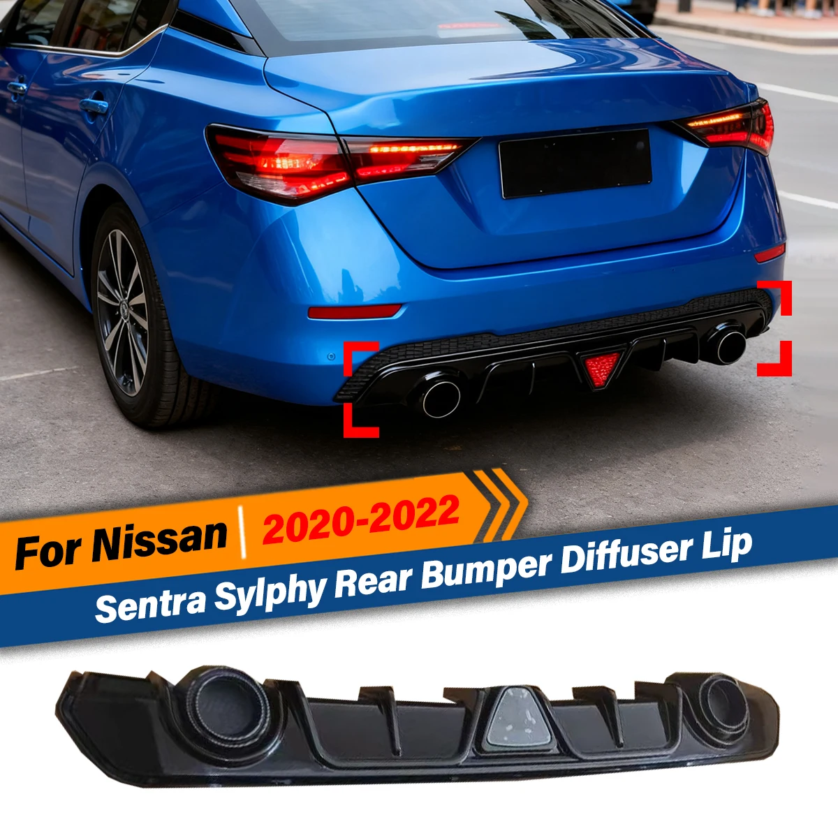 

For Nissan Sentra Sylphy 2020 2021 2022 Rear Bumper Diffuser Lip Dual Pipe Plate with LED Light Body Kits Tuning Accessories