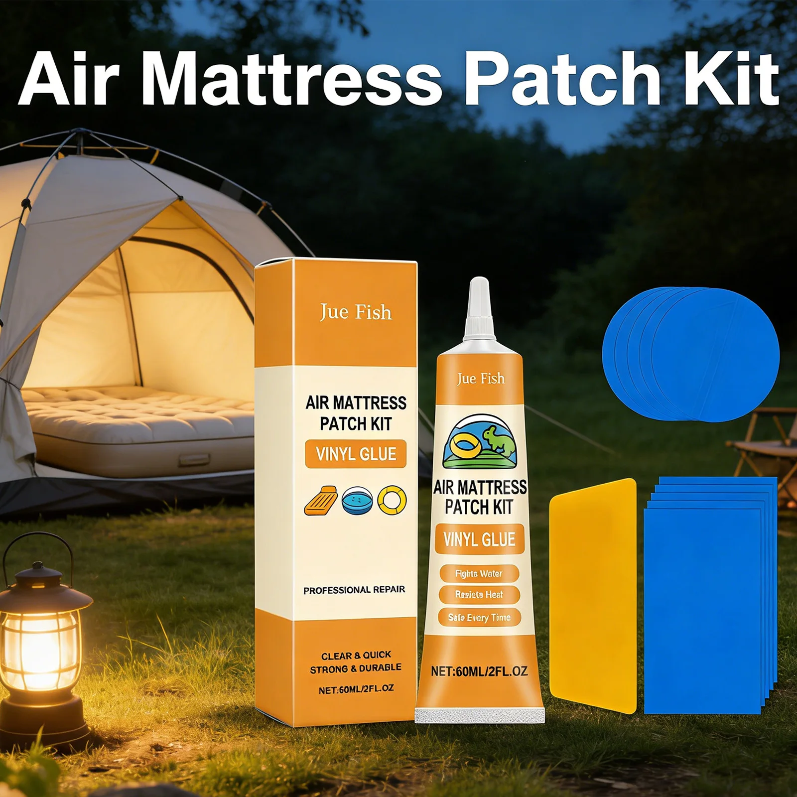 Reparaturset für Luftmatratzen, für Zuhause und Camping, aufblasbarer Matratzenversiegeler, wasserbeständiger, tragbarer Kleber für schnelle Reparaturen