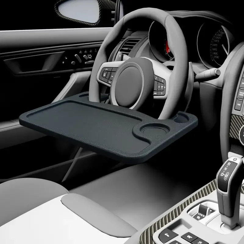 

Portable Car Steering Wheel Dining Table, Laptop Computer Desk Multi-functional Dinner Plate Drink Holder Writing Storage Desk