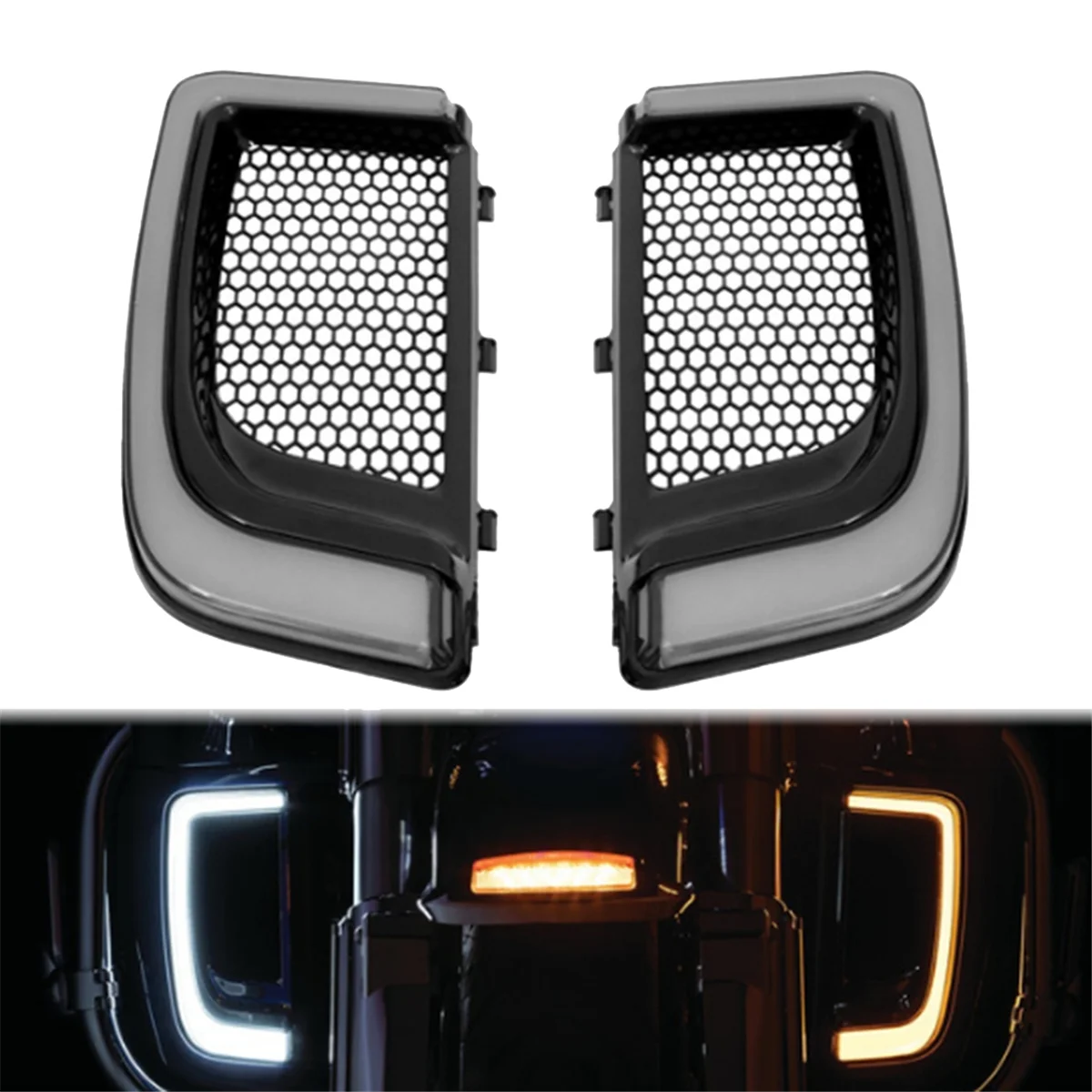 

NEW_Motorcycle Turn Signal Light Leg Guard Light LED Running for Harley