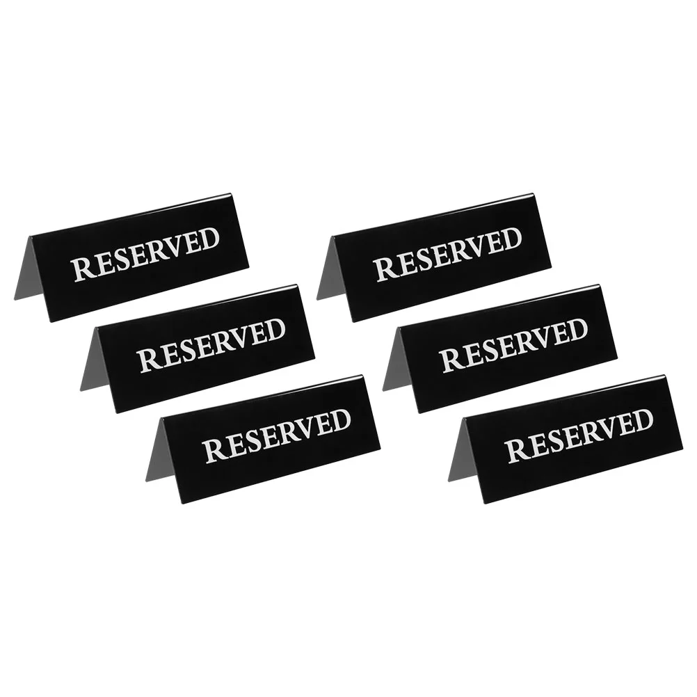 6 Pcs Acrylic Inverted Triangle Table Card Sign Reserved Signs for Wedding Chair Simple Black Banquet