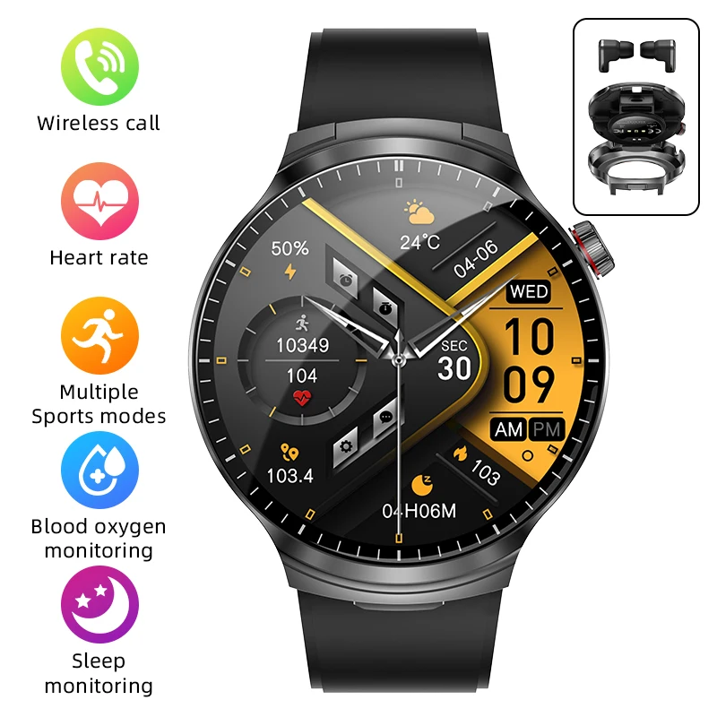 Men's LIGE TWS Smart Watch with Earbuds and Bluetooth Call